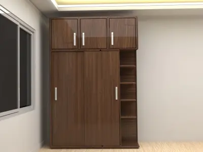 Modern wooden wardrobe 3D model