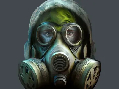 Gas mask helmet 3d model military combat  Low-poly 3D model