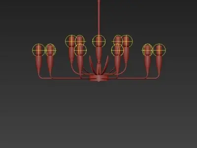 HARDY modern chandelier in gold 3D model