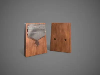 Kalimba wooden musical instrument Low-poly 3D model