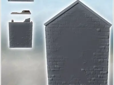 Modern ruined house with damaged door and upper floor 8 - Modern 3D print model