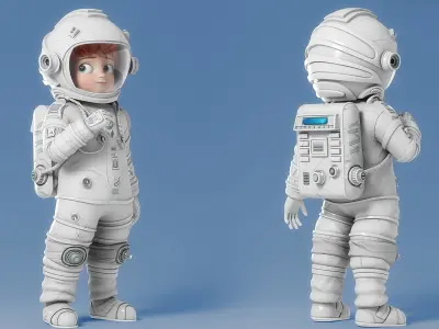 Cartoon Astronaut Rigged 3D model