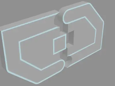 Double Door Futuristic 2 Low-poly 3D model