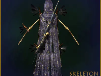 Skeleton Sorcerer Light Version Low-poly 3D model