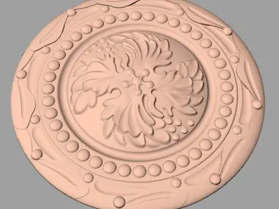 Furniture decoration round flower 3D STL model for CNC E913 3D model