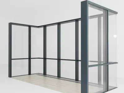 Panoramic glazing Stained glass  B3 Low-poly 3D model