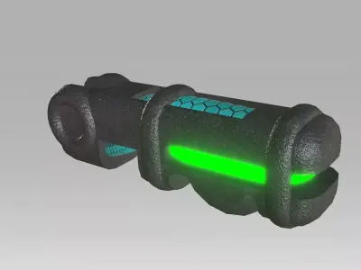 Fantasy Light Green Ray Cannon  Low-poly 3D model