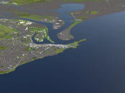Newcastle Australia 50x50km 3D City Map 3D model