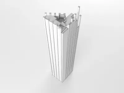 Skyscraper Tower Low Poly Low-poly 3D model