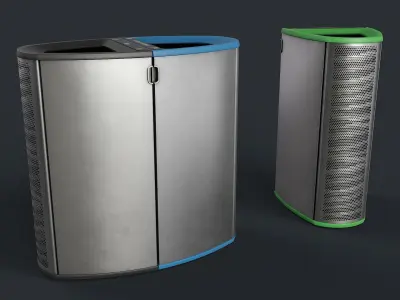 Street Trash Can 22 PBR Game Ready Low-poly 3D model