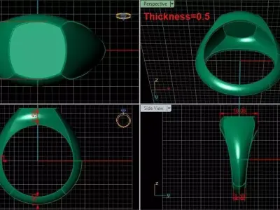 cushion square Signet Ring Base 8MM top in All sizes 271-MWC 3D print model