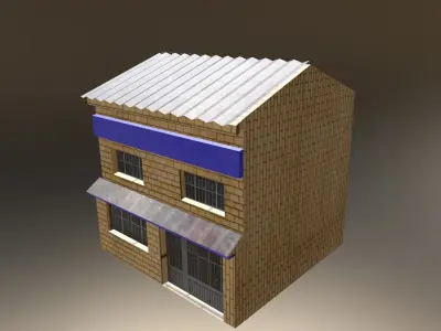 Colombian Style Low Poly House Low-poly 3D model