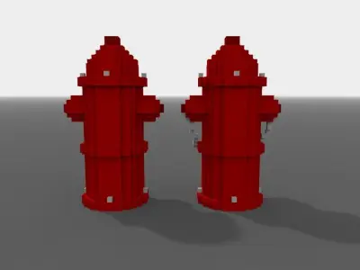 Voxel Fire Hydrant  Low-poly 3D model