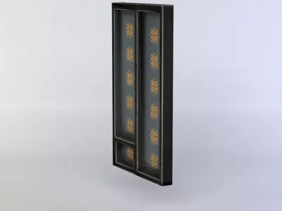 Window gold box with flowers Low-poly 3D model
