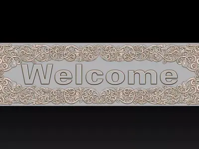 WELCOME ORNAMENTAL CNC SIGN 3D RELIEF MODEL 3D print model