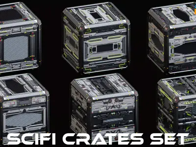 SciFi Crates set 3D model