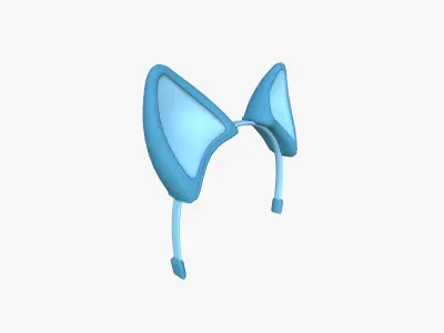 Furry Ears Tiara B03 Blue - Headband Character Design Low-poly 3D model