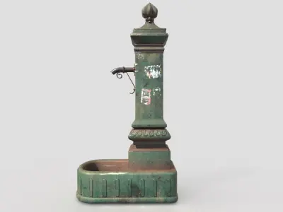Public Fountain With Graffiti  3D model