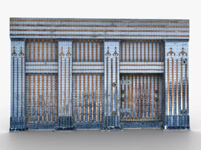 Japanese Reinforced Wooden Wall Low-poly 3D model