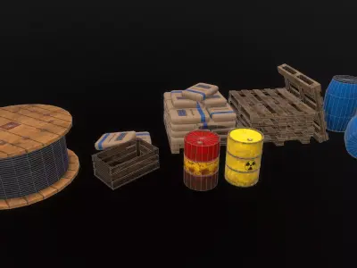 Building Site Industry Props Pack  Game Ready Low-poly 3D model