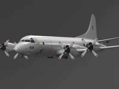  US Navy P3 Orion Anti Submarine Aircraft Flying 