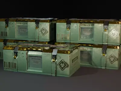 Sci-Fi Crate ammo and medical Emergency Pack - Game Ready Low-poly 3D model