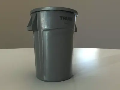 Plastic Trashcan Low-poly 3D model