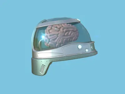 SciFi Brain Helmet 01 Aluminum - Character Design Fashion Low-poly 3D model