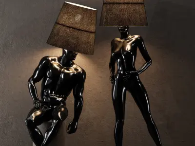 Hommer human lampshade Floor lamp Collection Pose01 3D model