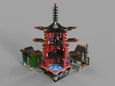 Lego chinese temple 3D model