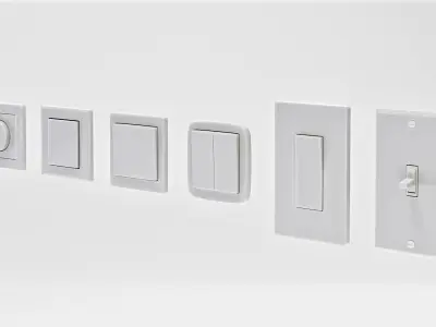Power outlets and Lights Switches Pack Low-poly 3D model