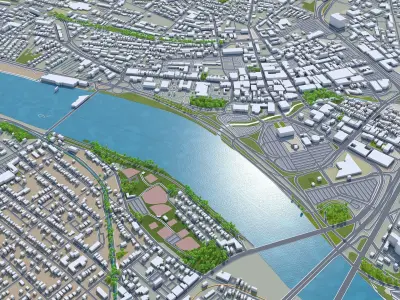 Trenton New Jersey USA 20km Low-poly 3D model