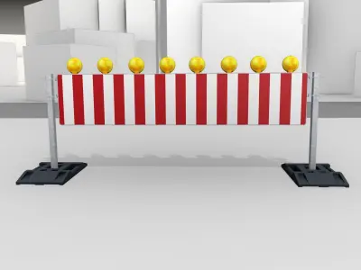 Construction Barrier 5 with warning lights 600-39 500x2400mm Low-poly 3D model