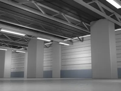 Empty Factory Warehouse Interior 3D model
