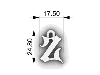 Gothic Letter Z Pendant 3D print model
