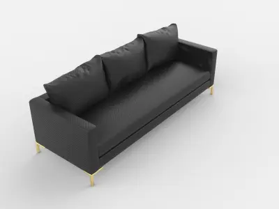 Modern Minimalist Couch with Gold Legs - 3D Model 3D model
