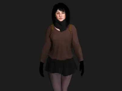 AAA 3D REALISTIC YOUNG GIRL CHARACTER - SCHOOL CASUAL OUTFIT Low-poly 3D model