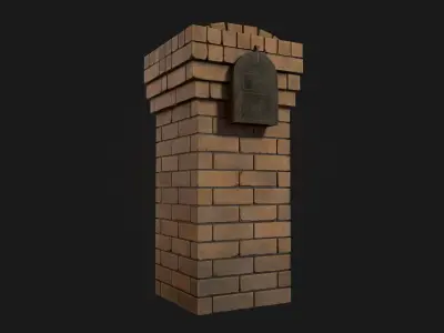 Brick Mailbox Low-poly 3D model