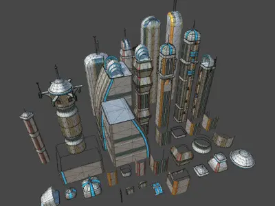 PBR Sky City 3D model