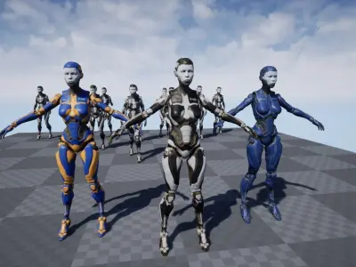 Sci-Fi robot Low-poly 3D model