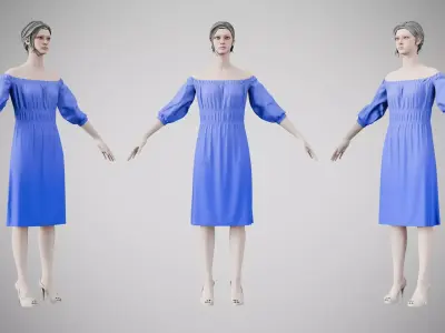 Dress 16 Very Light Blue Low-poly 3D model