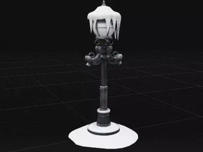 Stylized Street Lamp Winter Christmas Game Asset Low-poly 3D model