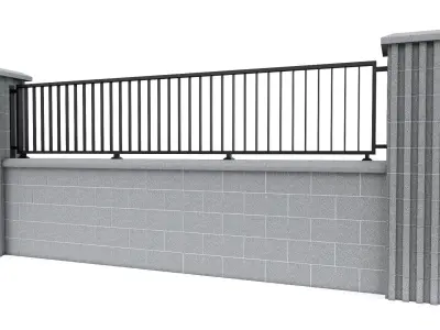 BLOCK FENCE MODEL Low-poly 3D model