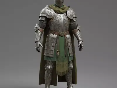 Heraldic Knight Plate Armor 3D Model Regal Full Suit Low-poly 3D model