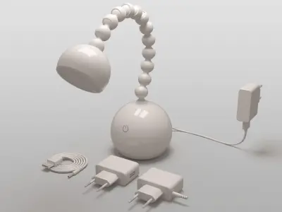 Lamp A with cords and plugs 3D model