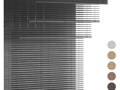 Wooden Venetian Blinds Bandalux set 02 3D model