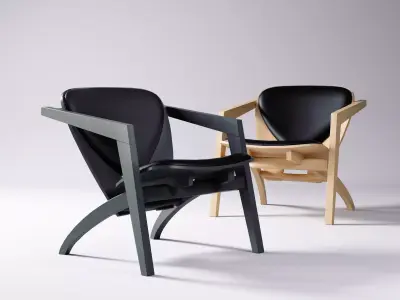 Butterfly chair made of wood and leather 3D model