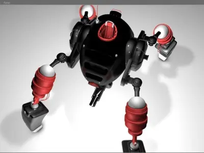 Quadrobot with a Rig 3D model