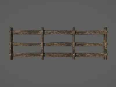 Fence Low Poly wooden shelf Low-poly 3D model