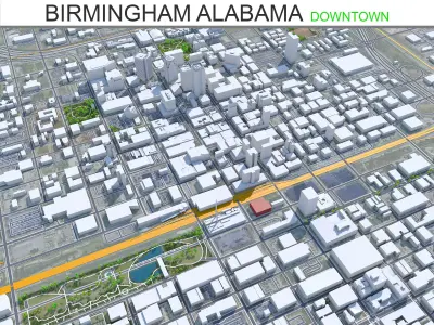 Birmingham Downtown Alabama USA Low-poly 3D model